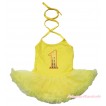 Yellow Baby Halter Jumpsuit Pettiskirt & 1st Sparkle Yellow Birthday Number Print JS4406